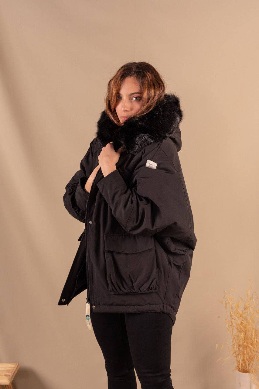 Parka Femme Black En Polyester Recyclé - Charlotte
