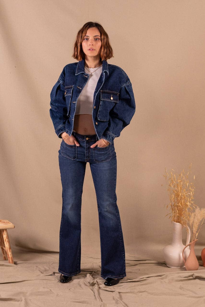 Veste En Jean Femme Bleu Foncé En Coton Bio - Jeanne