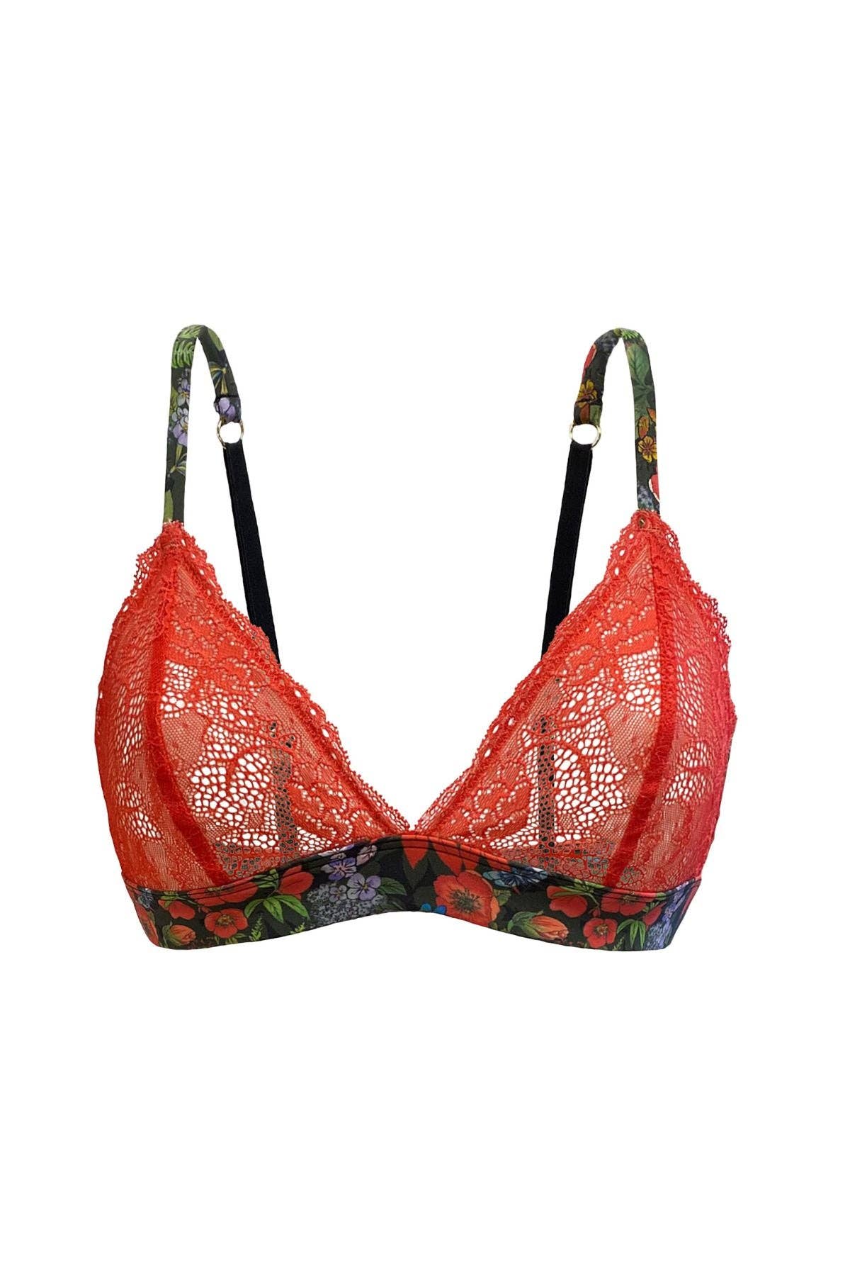 Soutien-gorge Arboretum en dentelle imprimé Floral rouge