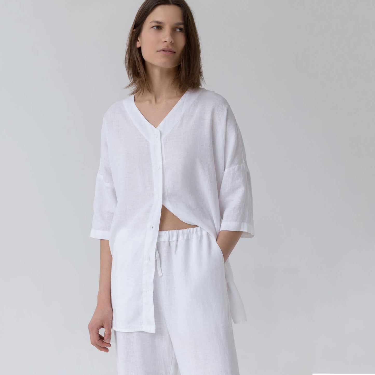 Ensemble de vêtements de détente Optical White Linen Primrose