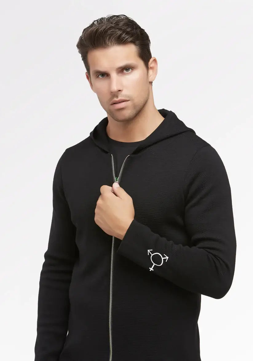 Cardigan à capuche en laine mérinos extra fine
