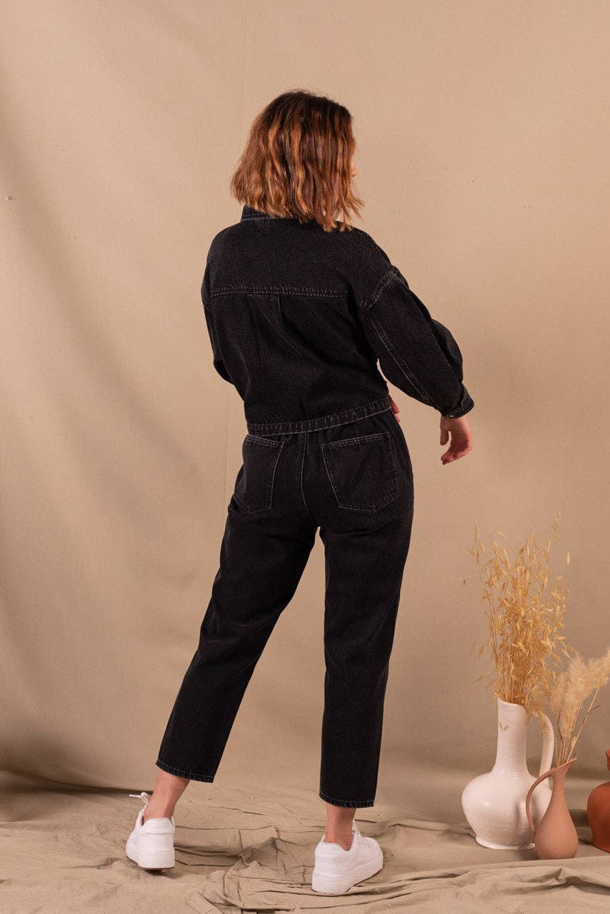 Veste En Jean Femme Noir En Coton Bio - Jeanne