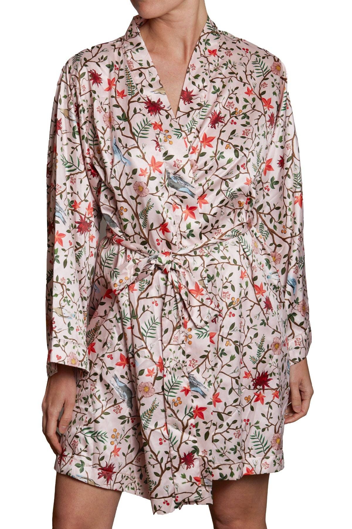 Kimono satin Canopée Rose Imprimé Floral