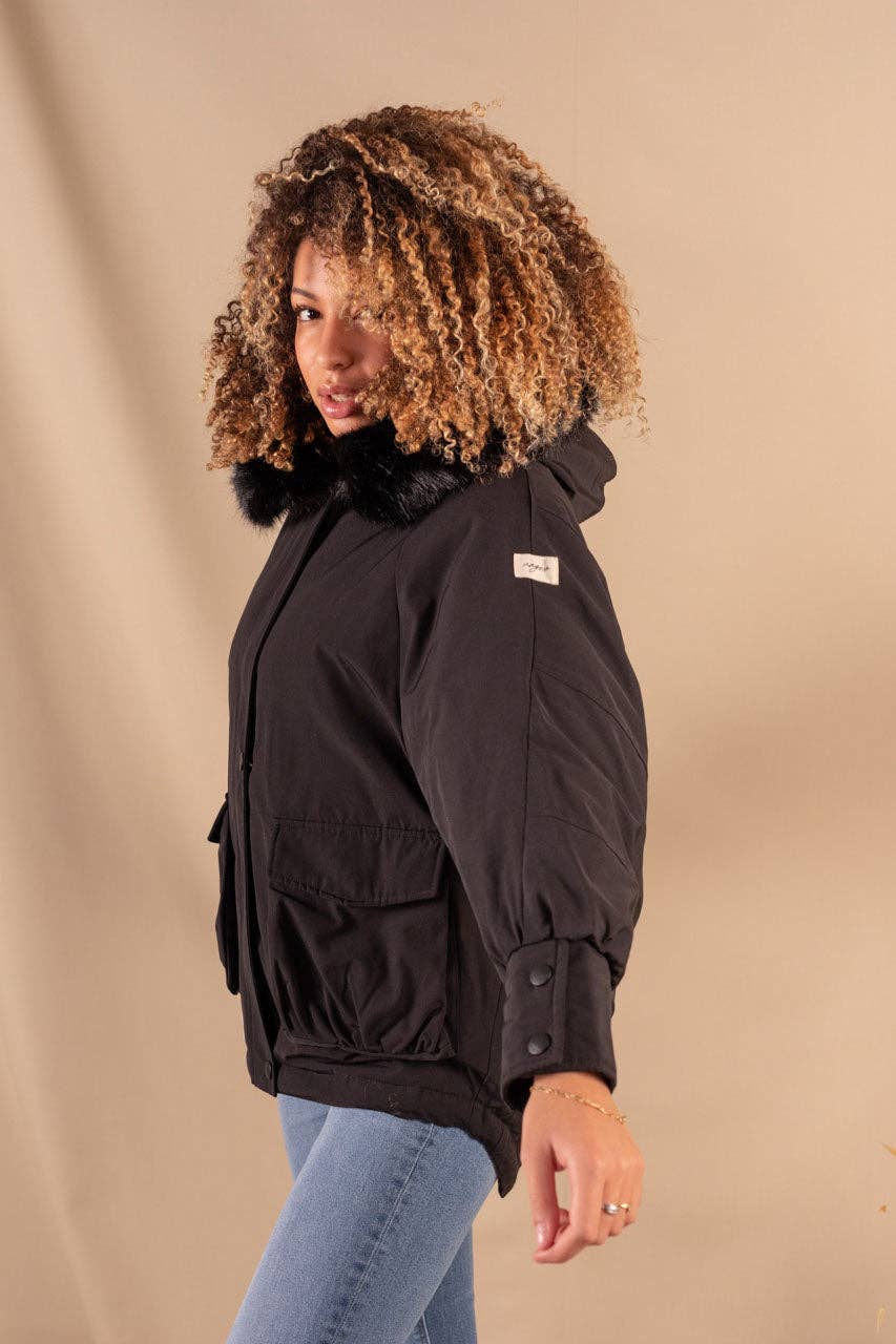 Parka Femme Black En Polyester Recyclé - Charlotte