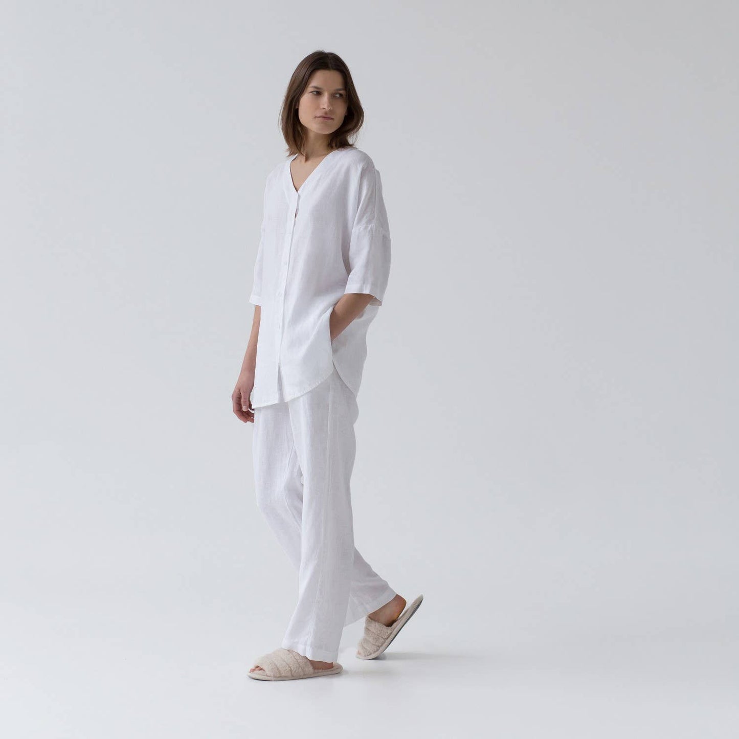 Ensemble de vêtements de détente Optical White Linen Primrose