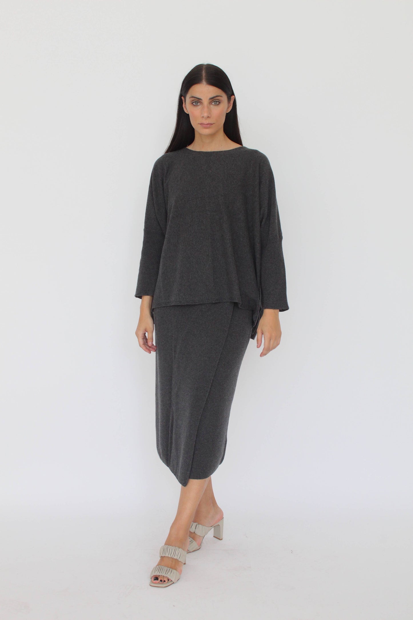 Adele - Pull confortable en cachemire mélangé à col bateau