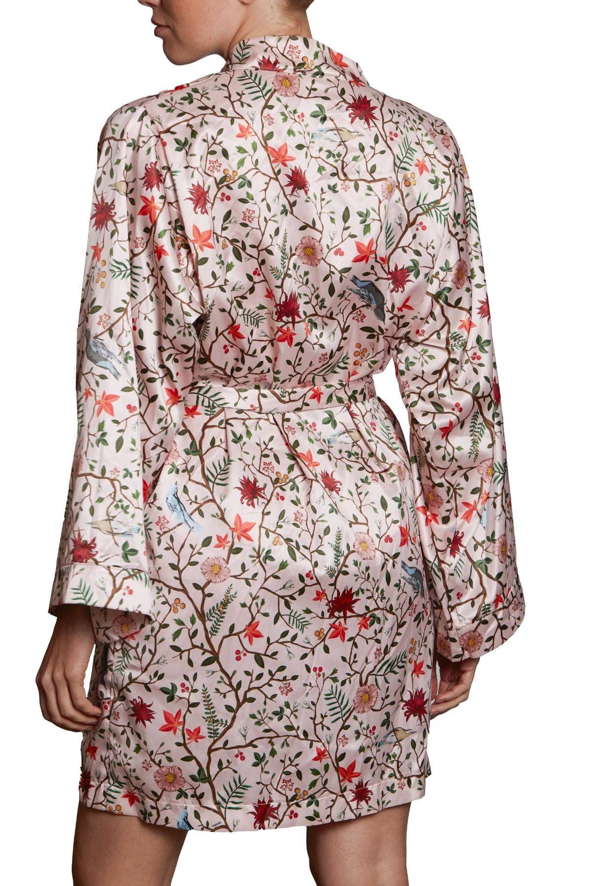 Kimono satin Canopée Rose Imprimé Floral
