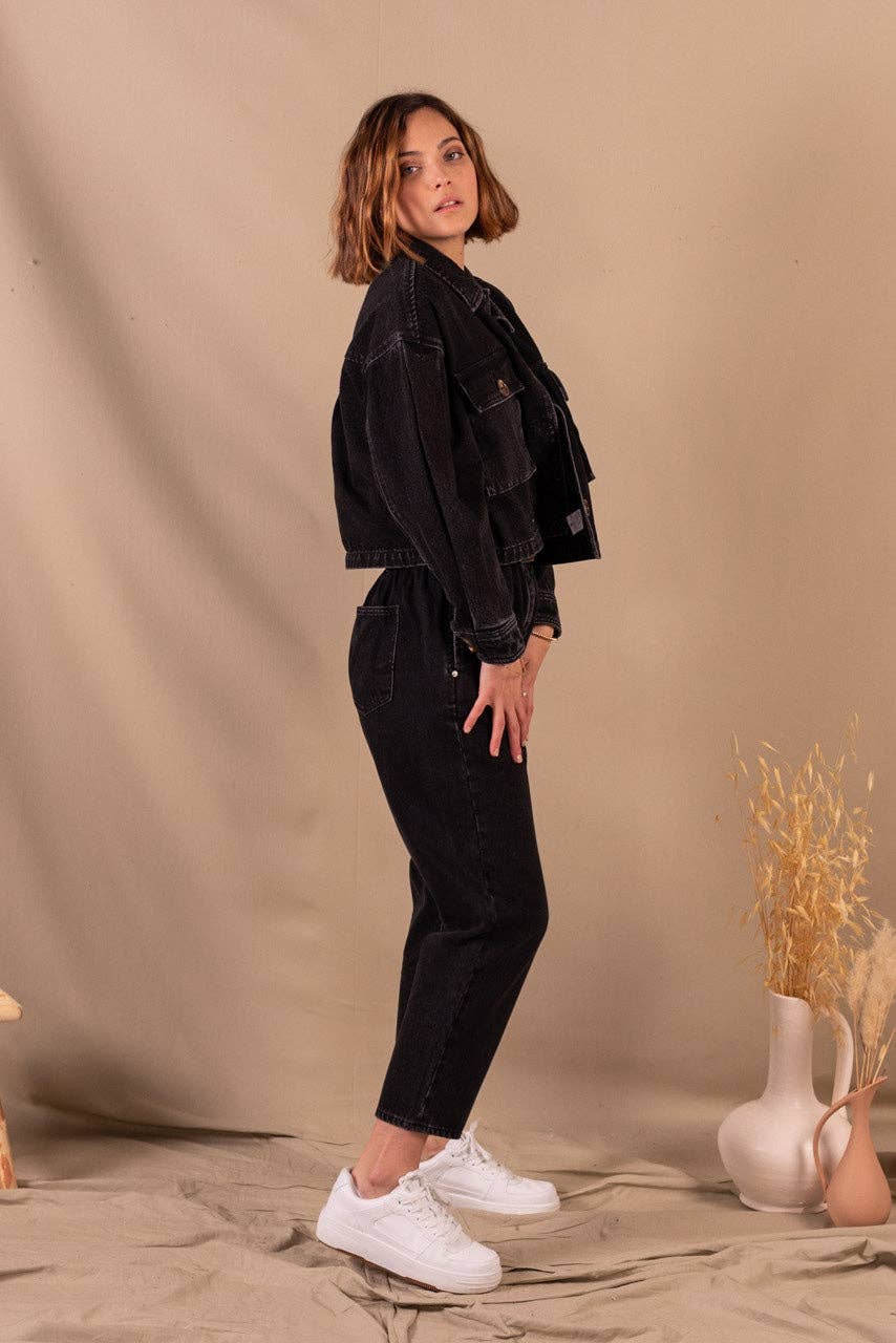 Veste En Jean Femme Noir En Coton Bio - Jeanne