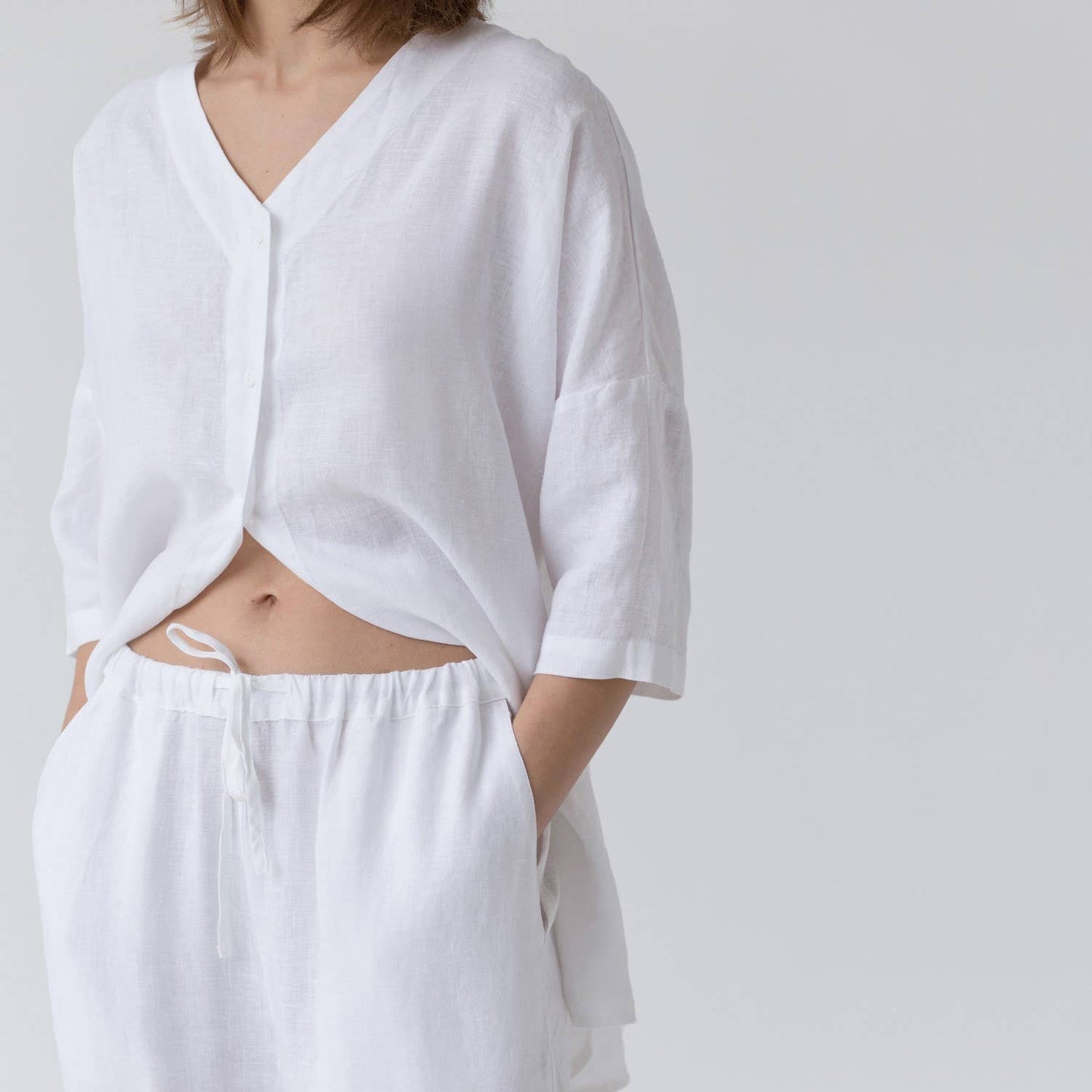 Ensemble de vêtements de détente Optical White Linen Primrose