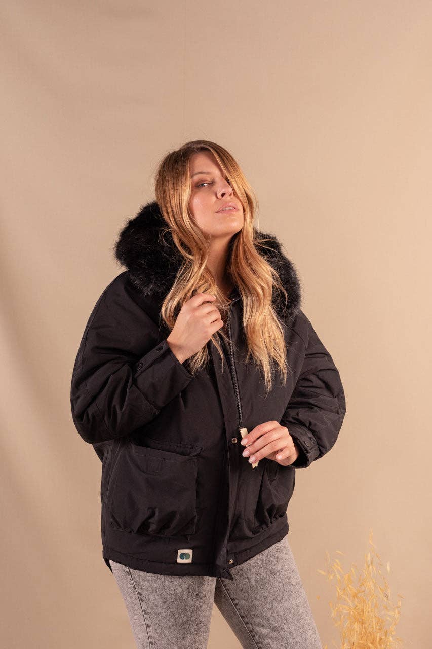 Parka Femme Black En Polyester Recyclé - Charlotte