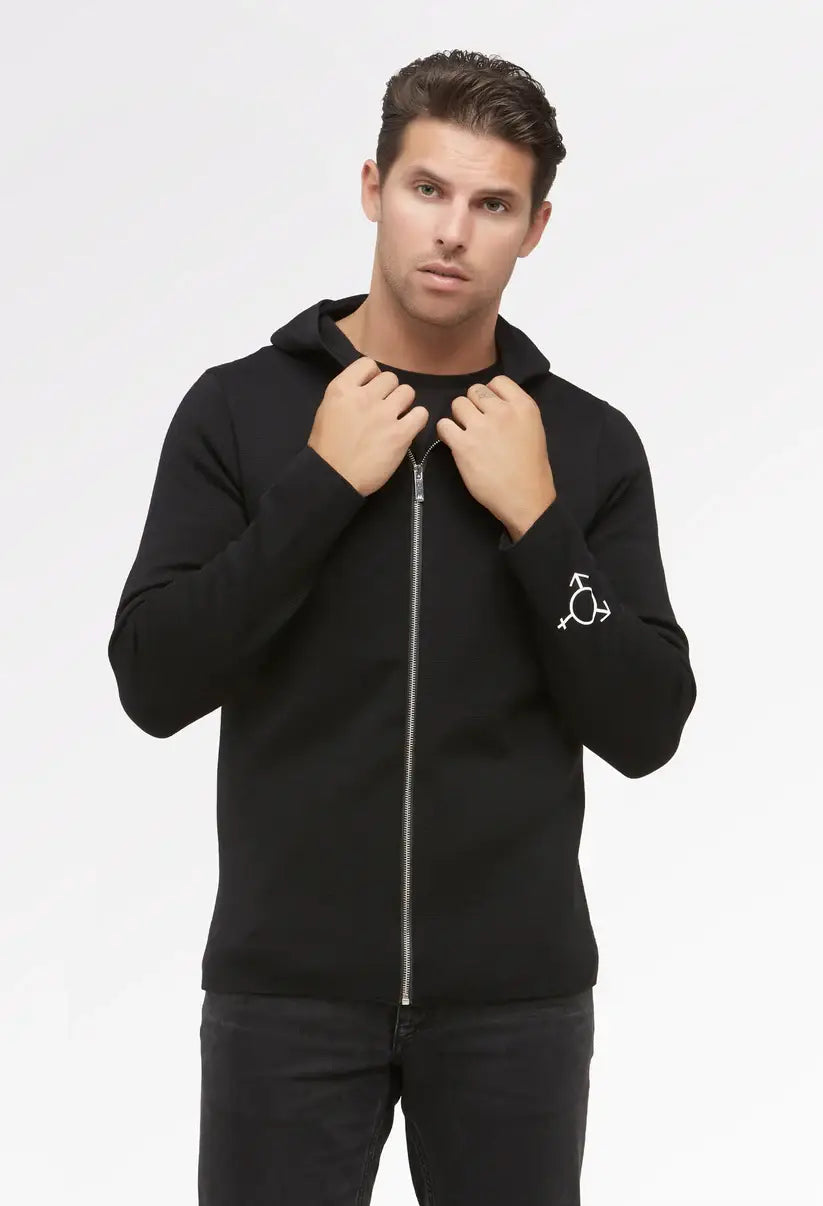 Cardigan à capuche en laine mérinos extra fine
