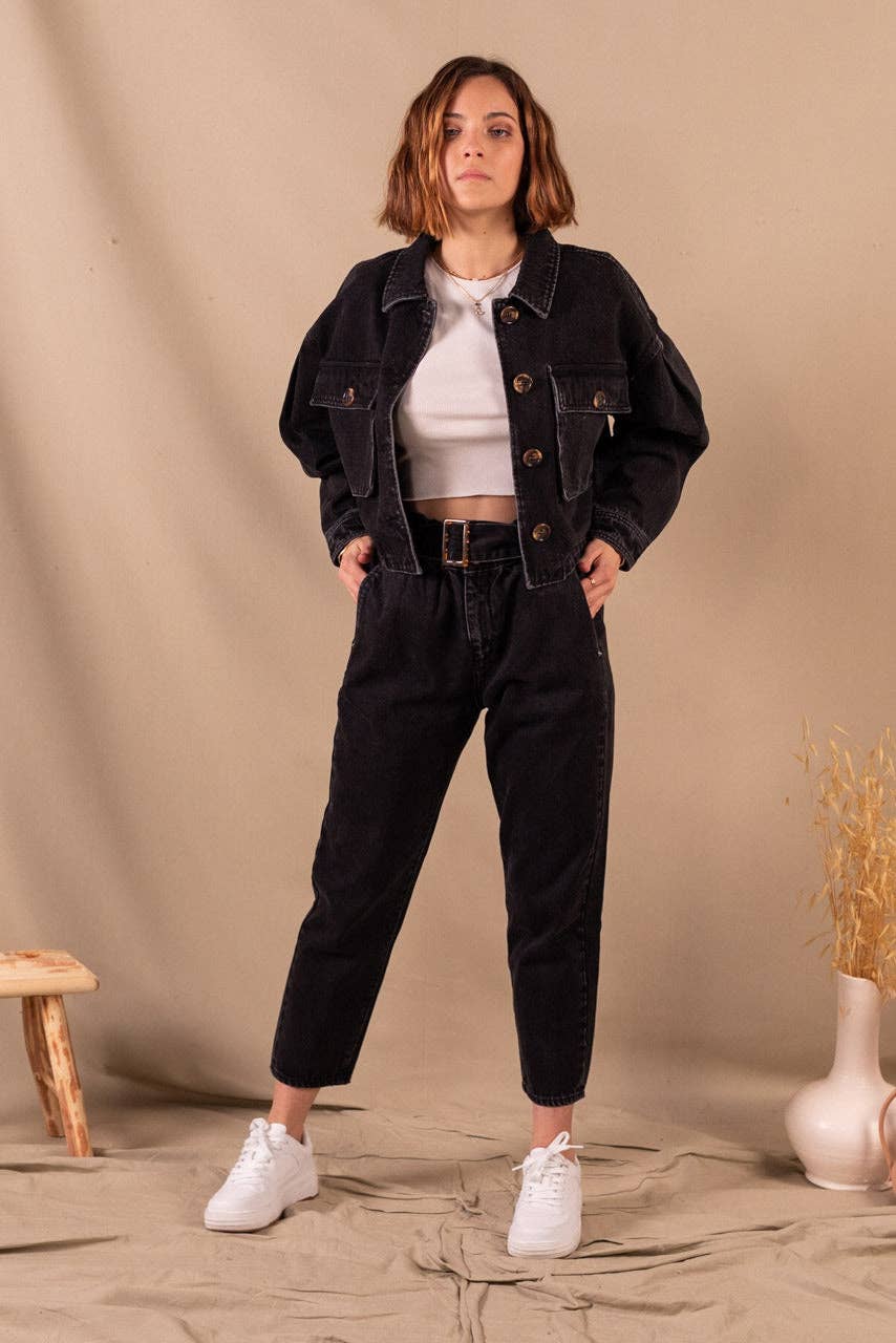 Veste En Jean Femme Noir En Coton Bio - Jeanne