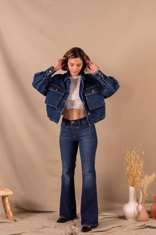 Veste En Jean Femme Bleu Foncé En Coton Bio - Jeanne